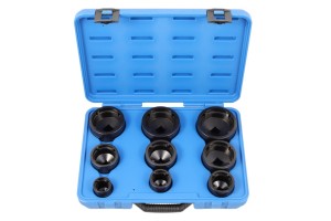 Zestaw 9szt. nasadek do nakrętek wieńcowych (rowkowych) KM4 - KM12 Jonnesway