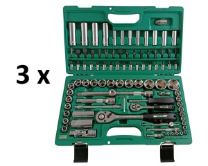 3x Zestaw kluczy nasadowych 1/2" i 1/4" 94 szt. Honiton