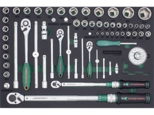 Kpl. nasadek 1/4" 3/8" 1/2" oraz kluczy dynamometrycznych 10-200Nm 65szt. narzędzi we wkładce